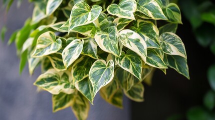 Vibrant green and white variegated leaves close-up