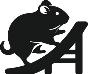 Hamster black vector animal silhouette