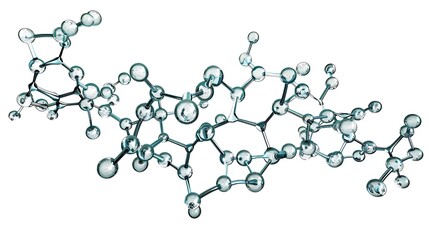 Chemical bonding of anti inflammatory medicine molecules isolated a clean white background