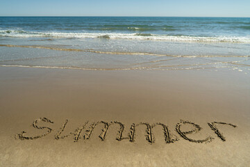 Fototapeta premium inscription on the sand, on the seashore