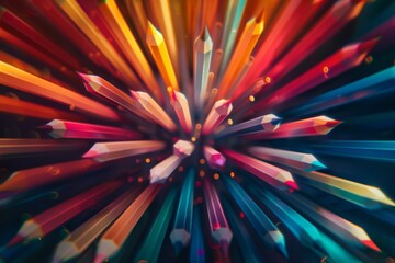 vibrant coloring pencils on dark surface