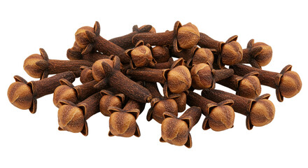 Fototapeta premium Close-up of aromatic cloves arranged beautifully, showcasing their rich texture and color