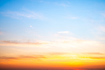 Beautiful , luxury soft gradient orange gold clouds and sunlight on the blue sky perfect for the...