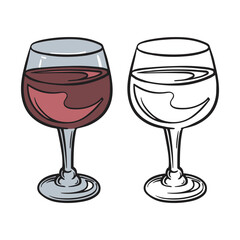 wine glass vector illustration. Drawing. Coloring. 