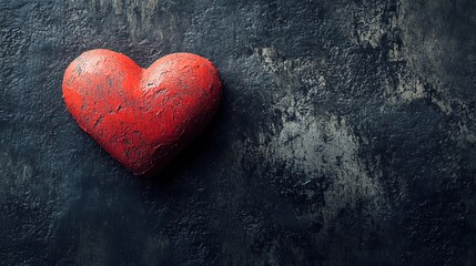 Red heart symbol on dark backdrop, conveying love and simplicity in a minimalist design.