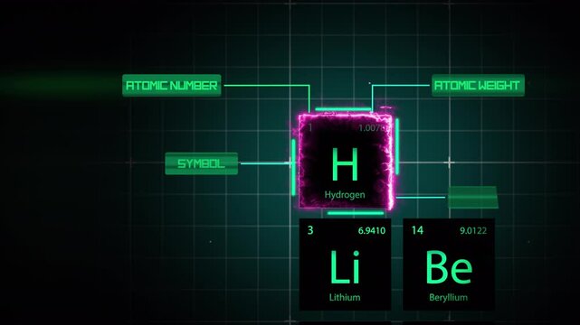 Hydrogen Element Neon Light