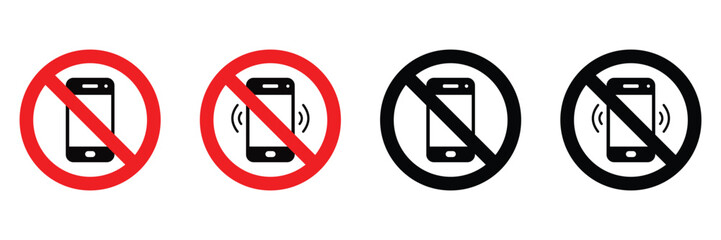 Warning sign no phone. No Smartphone and Cell Phone Allowed Sign - Vector Illustration of Prohibition 
Symbol for Mobile Phones. Mobile turn off of vector illustration