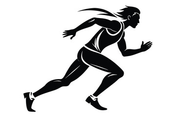 Silhouette of Man Running in Black