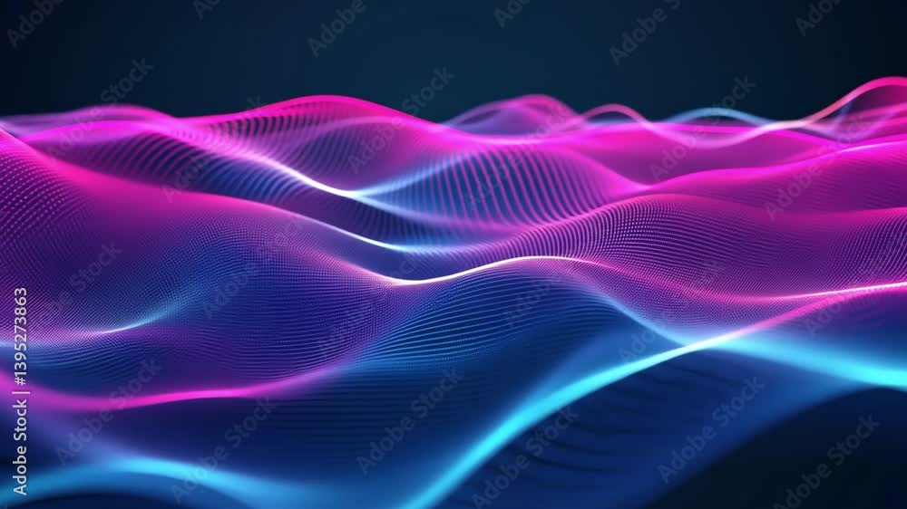 Poster dynamic abstract waves flowing pink and blue curves create smooth visual energy and movement in vibr