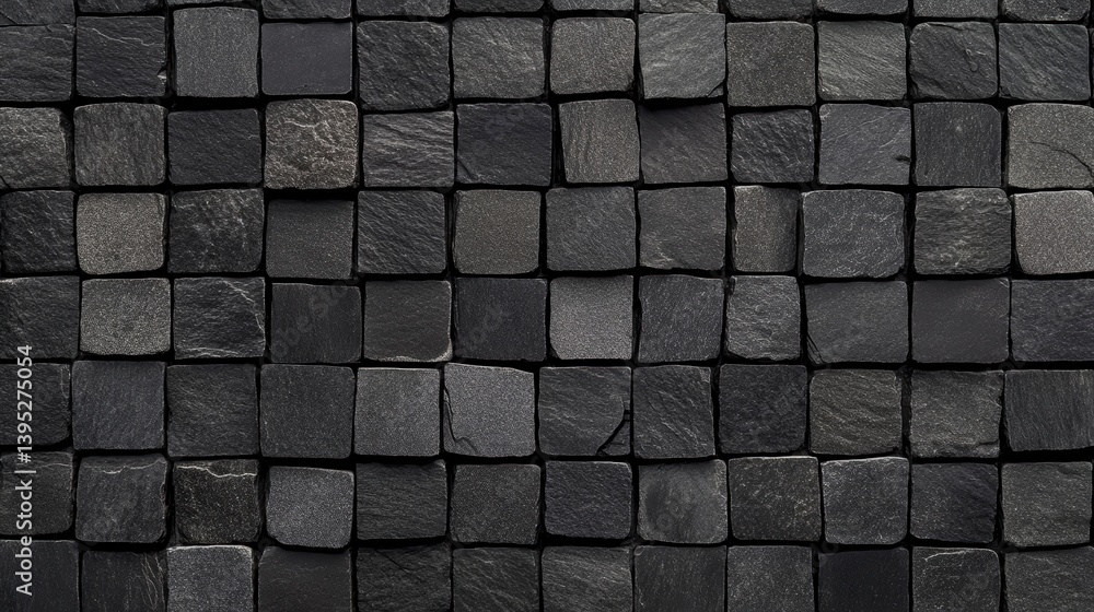 Poster dark gray square stone tiles texture background.