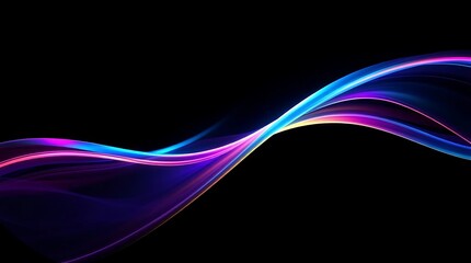 Abstract Wave of Light with Gradient Colors on Black Background