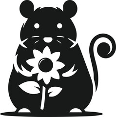 Hamster black vector animal silhouette