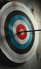 Archery target with arrow in bullseye symbolizing success and precision