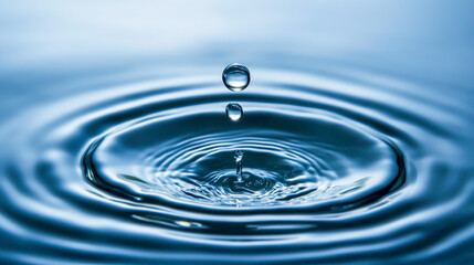 Clear Water Drop Creating Circular Ripples on the Surface