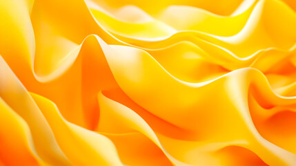 Fototapeta premium close-up of flowing yellow paper waves--an abstract background featuring smooth, wavy folds in warm yellow and orange tones, creating a modern and dynamic wallpaper design