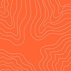 Abstract topographic style pattern. Smooth seamless raw salmon pattern. Minimalist modern Japanese art. Warm coral orange background