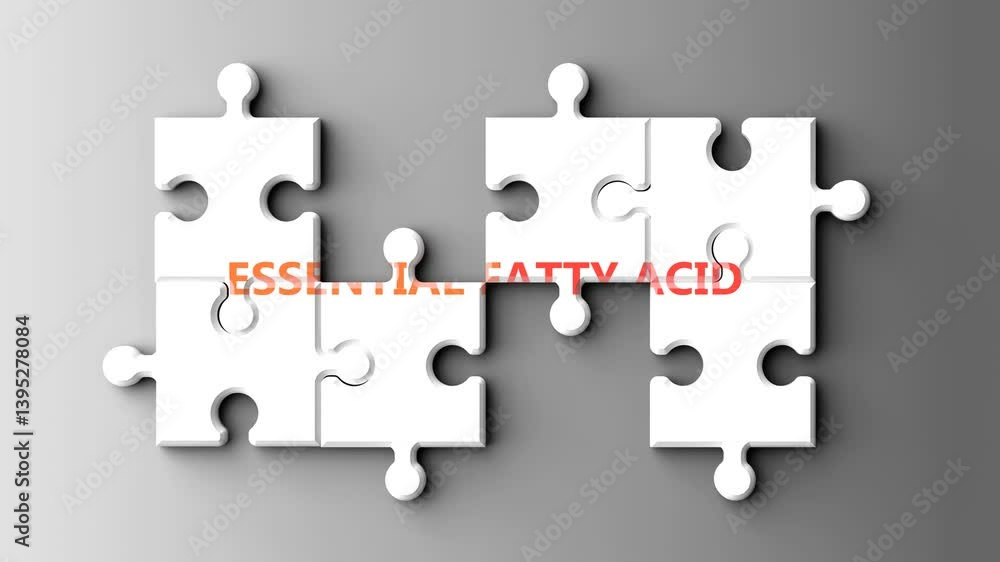 Aufkleber essential fatty acid as a complex topic - pictured as word essential fatty acid on a puzzle pieces t