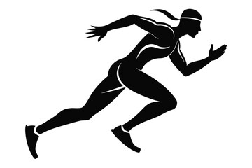 Silhouette of Athlete Runner Sprinting, Minimalist Design 