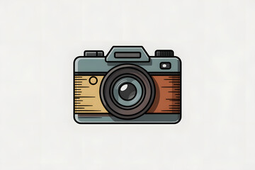 Fototapeta premium Simplified vector illustration of a vintage camera with a classic design, rendered in a clean and minimalist style, evoking a sense of nostalgia and the timeless appeal of traditional photography.