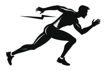 Silhouette Sprinter Dynamic Runner with Lightning Bolt, 