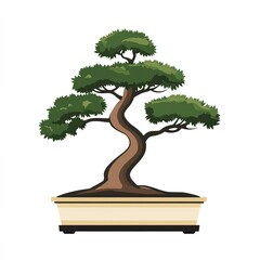 Stylized bonsai tree vector illustration symbolizing zen gardens and nature, created by ai generated