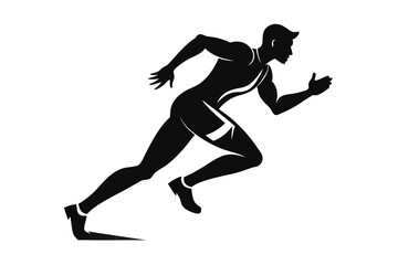 Silhouette of Man Sprinting with Dynamic Motion Isolated