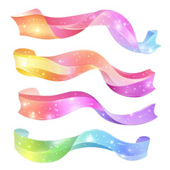Magical rainbow ribbons swirling with sparkles dreamy and enchanting