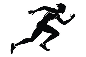 Silhouette of Energetic Male Athlete Sprinting 