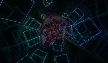 Modern abstract background, laser and neon colors. 3D illustration.