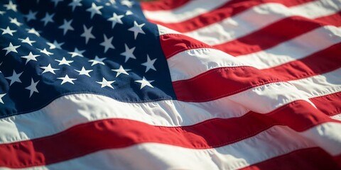 Obraz premium American flag waving in the wind. American flag as background banner. 