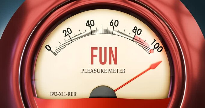 Fun and Pleasure Meter meter that is hitting a full scale, high level of fun, overload of it, too much. Maximum value, off the charts.