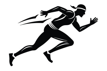 Stylized Runner Silhouette, Woman in Motion, Active, 