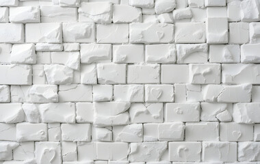 Obraz premium Textured White Brick Wall with Irregular Shapes, Modern Background