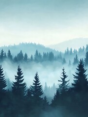 Fototapeta premium Misty Mountain Forest