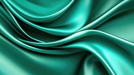 Obraz premium Elegant silk texture flowing in teal close-up fabric photography soft and smooth environment