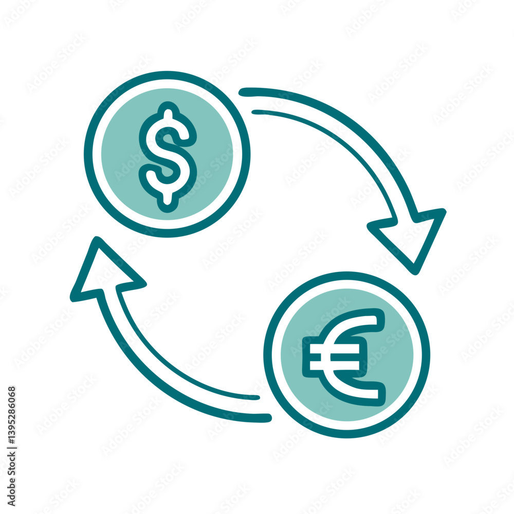Poster currency exchange symbol with arrows in a minimalist style