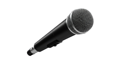 Close-up of a professional microphone on a transparent background for audio production