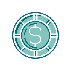 Obraz premium Icon of a dollar coin in a modern flat design 