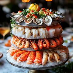 Delicious wedding cake decorated with flowers and a sushi meal featuring fresh seafood like salmon, tuna, and shrimp served on a plate with wasabi and maki rolls