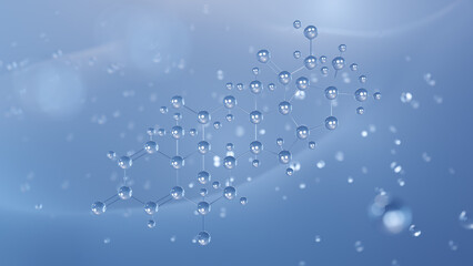 fluocinolone acetonide molecular structure, 3d model molecule, corticosteroid structural chemical formula view from a microscope
