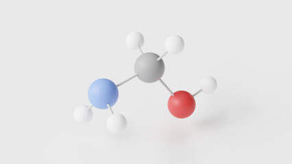 aminomethanol molecule 3d, molecular structure, ball and stick model, structural chemical formula primary alcohols