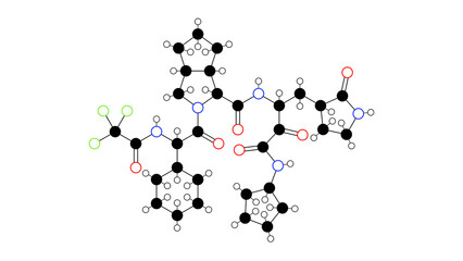 leritrelvir molecule, structural chemical formula, ball-and-stick model, isolated image antiviral drugs