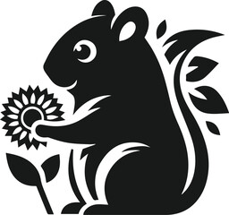 Hamster black vector animal silhouette