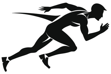 Silhouette of Running Man in Action with Abstract Details 