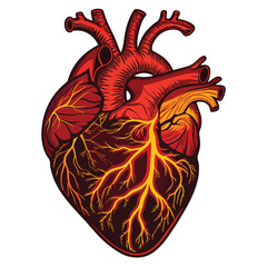 Design a vector illustration of a screaming blood-red heart with bold, thick black strokes; grunge aesthetic.