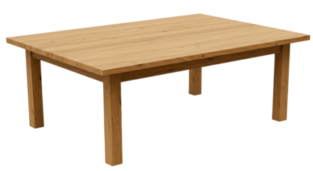 Wooden table with a simple design, ideal for outdoor dining or gatherings