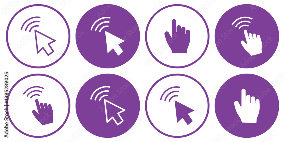 Poster mouse pointer, cursor arrow icon, vector design. click icon, vector set design for. hand vector, sil