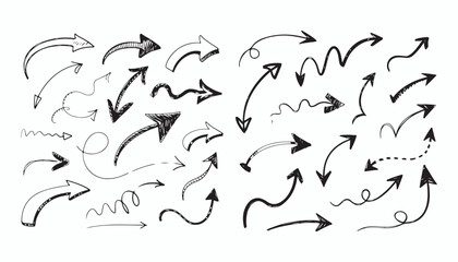 collection of various hand-drawn arrows in different styles and directions.