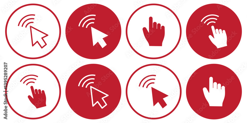 Poster mouse pointer, cursor arrow icon, vector design. click icon, vector set design for. hand vector, sil