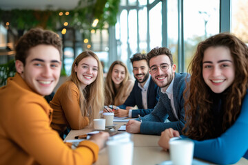 Obraz premium young businesspeople having a meeting together at office